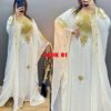 White Moroccan kaftan with gold embroidery chiffon dress (1)
