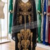 Black Dubai Kaftan Maxi Dress with Gold Hand Embroidery Moroccan Wedding Gown Luxury Arabic Abaya Style Dress African Attire Shop (1)