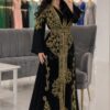 Black Moroccan Kaftan Dress with Gold Embroidery Luxury Handmade Designer Caftan for Wedding Henna Party Nikkah Eid Reception Evening Wear and Bridal Occasion (1)