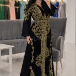Black Moroccan Kaftan Dress with Gold Embroidery Luxury Handmade Designer Caftan for Wedding Henna Party Nikkah Eid Reception Evening Wear and Bridal Occasion (1)