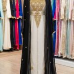 Black and white Moroccan kaftan with gold embroidery (1)