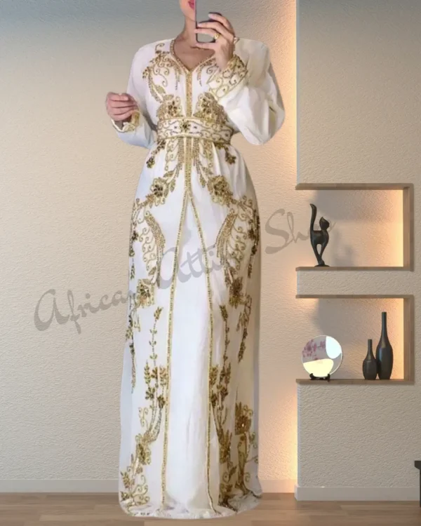 Dubai Beaded Kaftan Arabian Plus Size Abaya Party Fancy Dresses African Clothing Crystal Fancy Work (1)