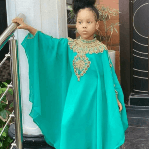 Dubai Moroccan Caftan Muslim Girls Dress Kids Abaya (1)