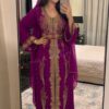 Purple Moroccan kaftan dress with gold embroidery (1)