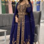 Royal Blue Moroccan Kaftan Dress with Gold Embroidery Luxury Handmade Designer Caftan for Wedding Henna Party Nikkah Eid Engagement Reception and Evening Wear (1)