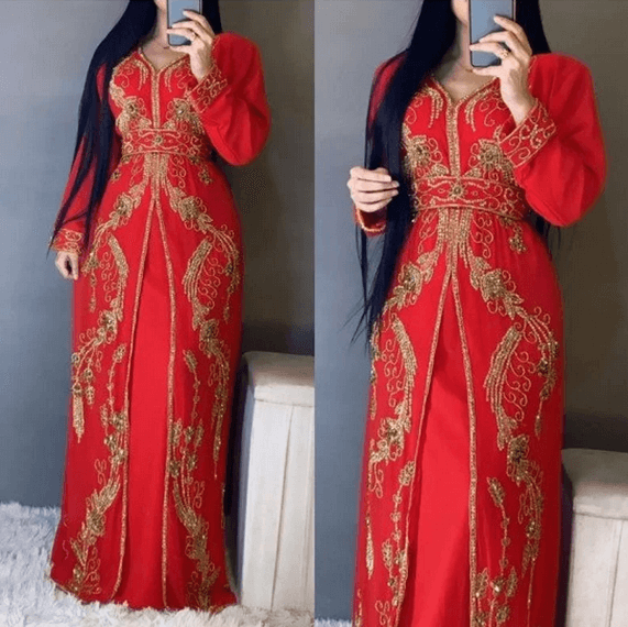 Royal Moroccan Dubai Kaftan Wedding Gown Floor Length Gowns Takshita Var  Dress | eBay
