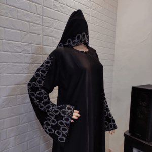 Abaya Black Dress with Full Diamond Work