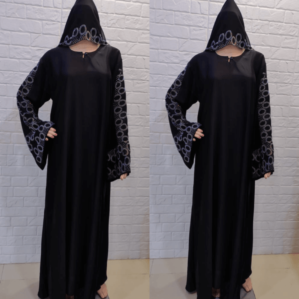 Abaya Black Dress with Full Diamond Work (2)