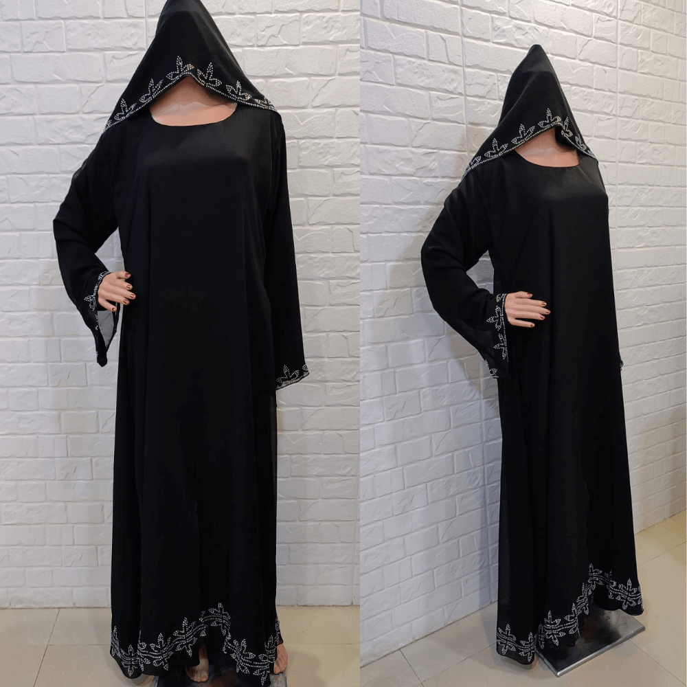 Dubai Abaya Black Burqa New Design Stone Work - African Attire Shop
