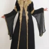 Black and gold embroidered kaftan dress for women