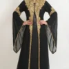 Black and gold embroidered kaftan dress for women (3)