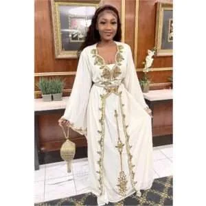 african white kaftan moroccan dress