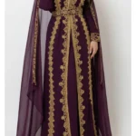 wine gold embroidered moroccan kaftan (1)
