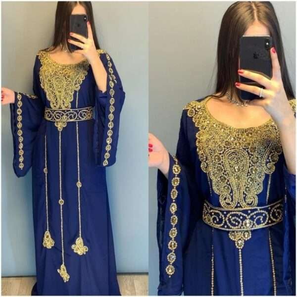 Black and Gold Modern Moroccan Kaftan Fancy Women Dress (1)