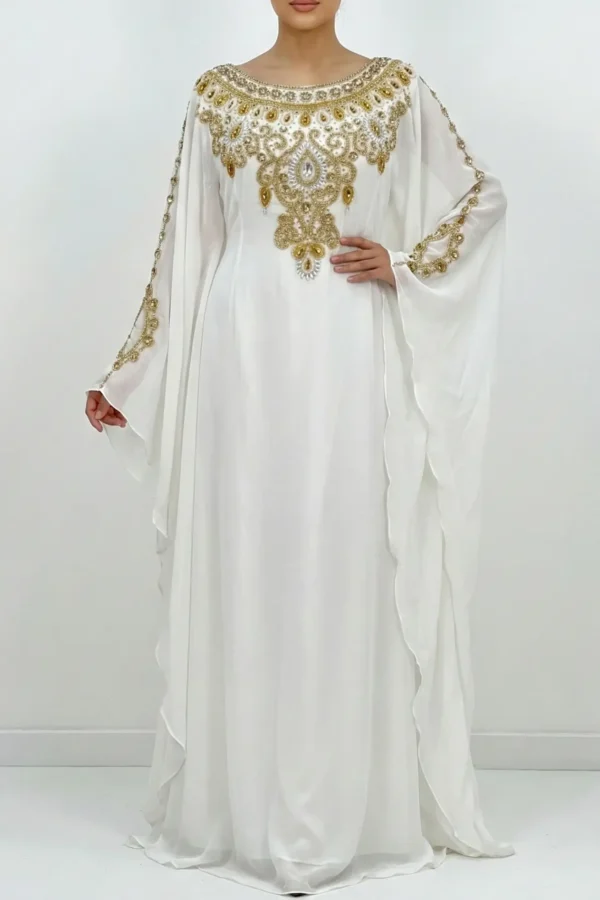 white gold embellished moroccan kaftan (1)