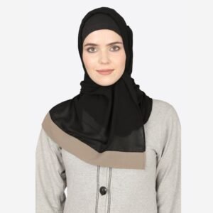 Khaki Band Plain Black Hijab