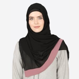 Mauve Band Plain Black Hijab