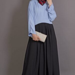 trendy casual chic dubai abaya dress sky blu, black