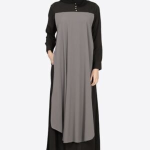 beautiful black and grey casual abaya
