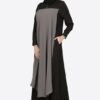 beautiful black and grey casual abaya NHF 61