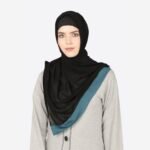 Teal Band Plain Black Hijab