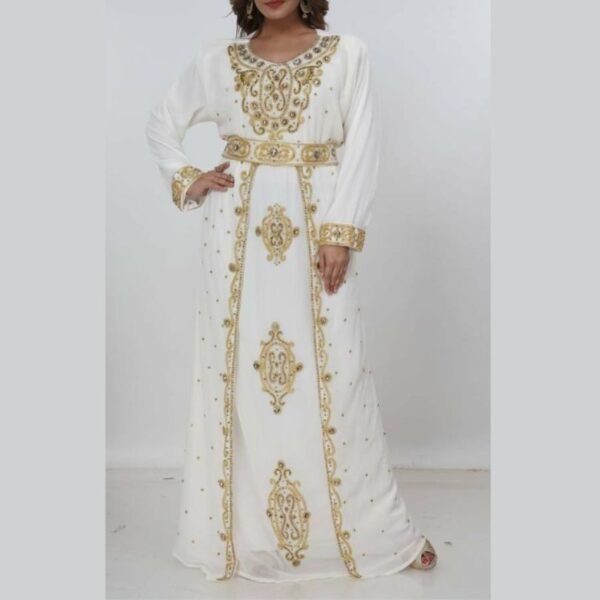 beautiful zari stone work white caftan dress (2)