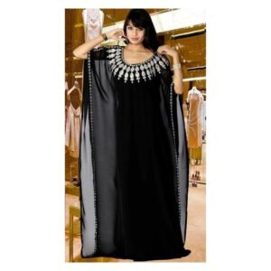 fancy long gown black kaftan moroccan dress