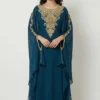 teal green gold embellished moroccan kaftan (1)