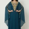 teal green gold embellished moroccan kaftan (5)