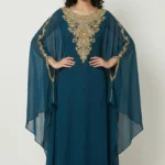 teal green gold embellished moroccan kaftan (5)