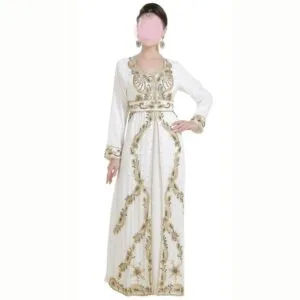 white moroccan kaftan dress