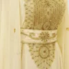 White Dubai Kaftan Dress with Gold Hand Embroidery Moroccan Bridal Kaftan Luxury Arabic Abaya Gown African Attire Shop (3)