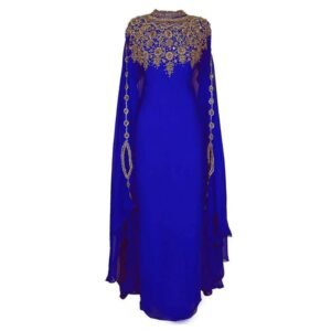 moroccan kaftan dubai abaya muslim women dress blue (1)