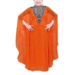 orange zari work kids kaftan dress