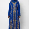royal blue gold embellished moroccan ckaftan (1)