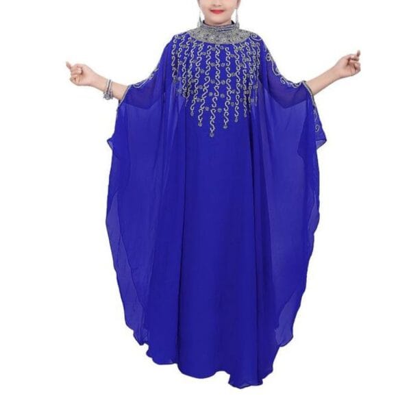 royal blue zari work kids kaftan dress