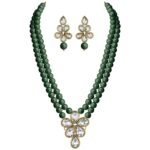 Green Necklace with Drop Earrings