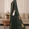 Dark Green Dubai Kaftan Dress with Gold Embroidery Farasha Style Abaya for Women (3)