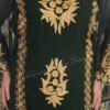 Dark Green Dubai Kaftan Dress with Gold Embroidery Farasha Style Abaya for Women (4)