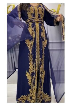 Dubai Arabic Moroccan Kaftan Dress Blue