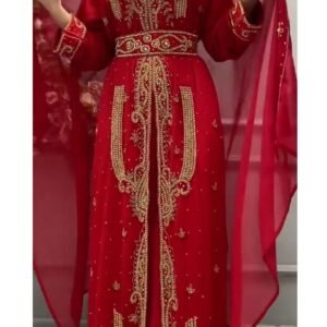 dubai arabic moroccan kaftan dress red