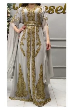 royal dubai arabic moroccan kaftan dress white