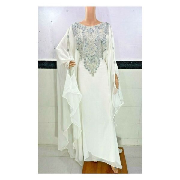 white dubai arabian moroccan kaftan abaya farasha dress (1)