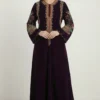Black and gold embroidered Dubai abaya kaftan with luxury hand embroidery for wedding and evening wear