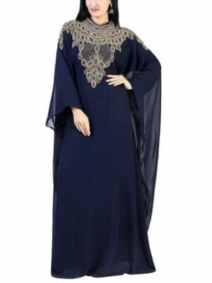 blue designer kaftan dress party wear for women