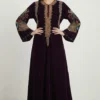 Black and gold embroidered Dubai abaya kaftan with luxury hand embroidery for wedding and evening wear