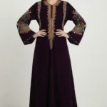 Black and gold embroidered Dubai abaya kaftan with luxury hand embroidery for wedding and evening wear