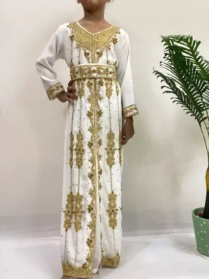 Dubai Kaftan Kids Abaya Islamic Hand Zari Work for Girls Dress