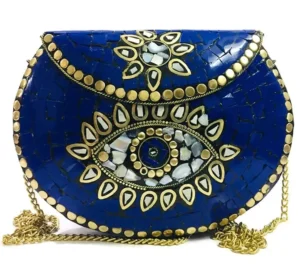blue clutch purse