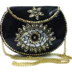 evil eye mosaic stone black clutch bag